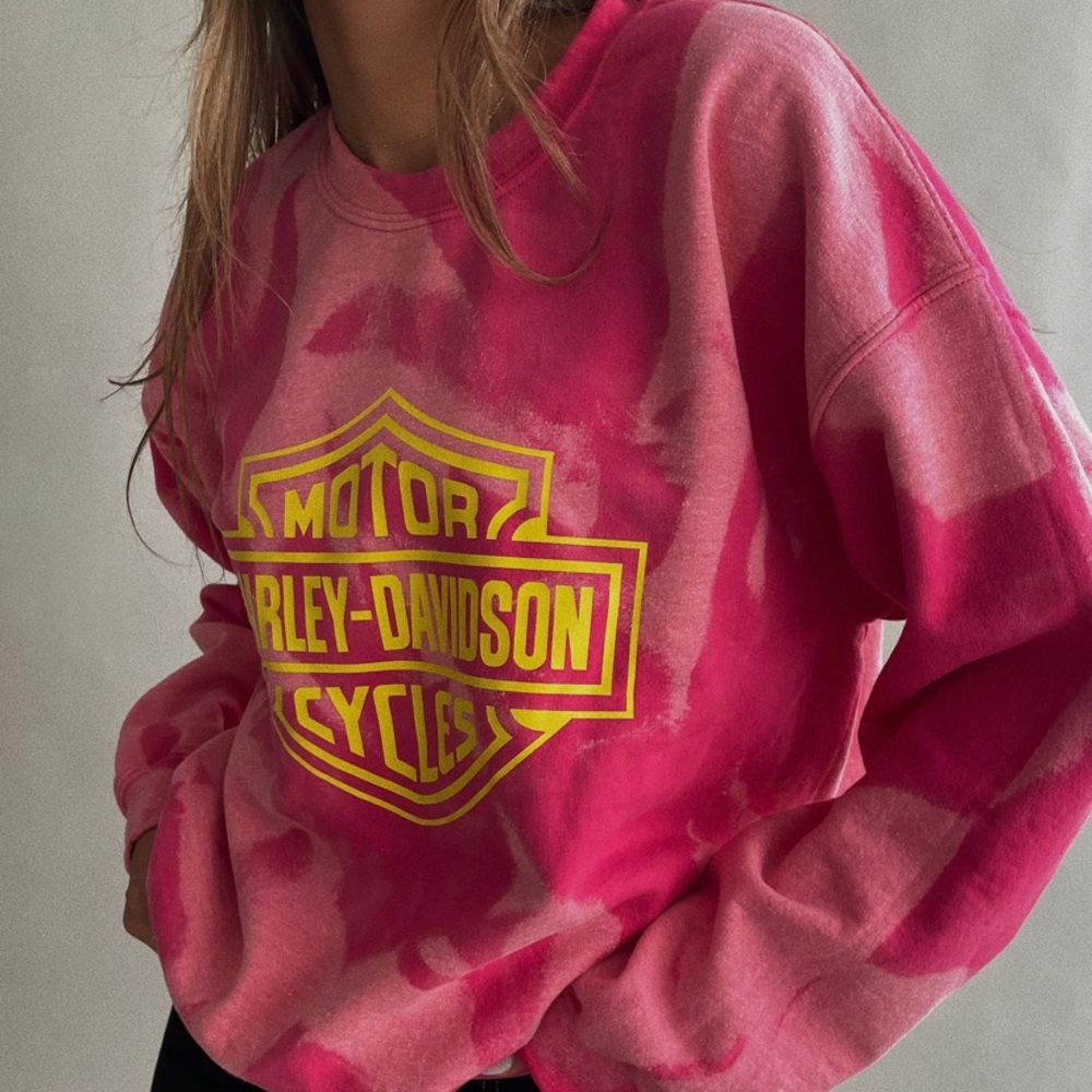 Harley-Davidson Pink Tie-Dye Crew Neck Sweater